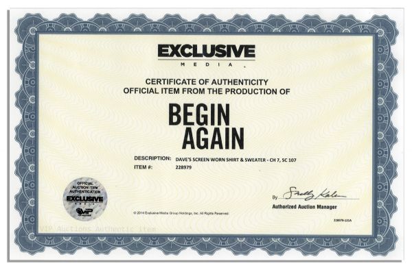 Adam Levine of Maroon 5 Screen-Worn Shirt & Sweater From ''Begin Again''