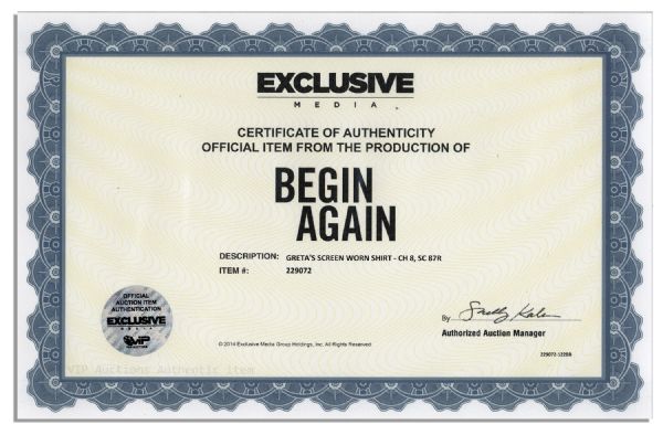 Keira Knightley Screen-Worn Shirt From Her Musical Film ''Begin Again''