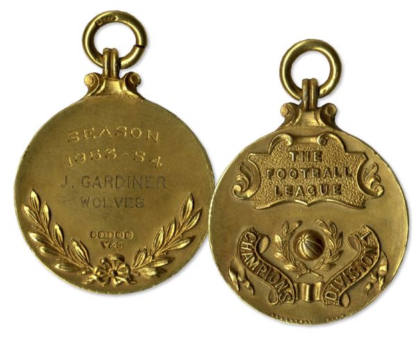 Wolves 1954 English League Championship Football Medal -- Very Scarce -- The First Time in History The Team Won -- Awarded to Trainer Joe Gardiner