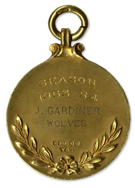 Wolves 1954 English League Championship Football Medal -- Very Scarce -- The First Time in History The Team Won -- Awarded to Trainer Joe Gardiner