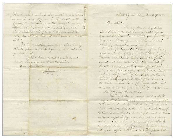 Civil War Letter, Chronicling Sherman's March -- ''...our brigade...proceeded to give them a few 'pointed instructions' in skirmishing...'' & ''...passed Marietta and Atlanta...partially burned...''