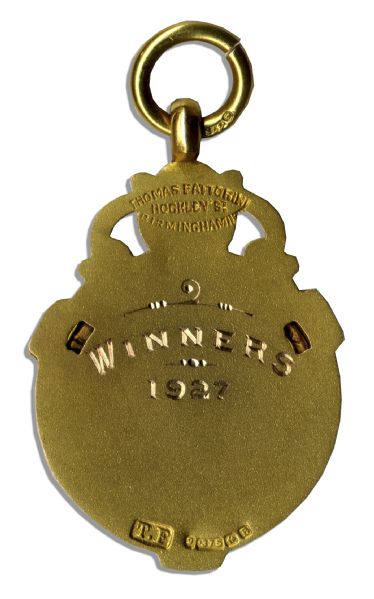Gold Medal Issued to Famed Sheffield United Footballer Ernest Needham in 1927