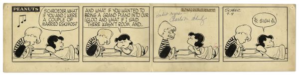 1957 ''Peanuts'' Comic Strip Featuring Schroeder on the Piano & Lucy