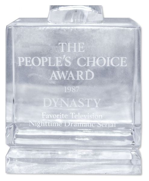 People's Choice Award Statue for ''Dynasty'' -- Awarded for Favorite Nighttime Dramatic Series in 1987 -- Made of Orrefors Glass