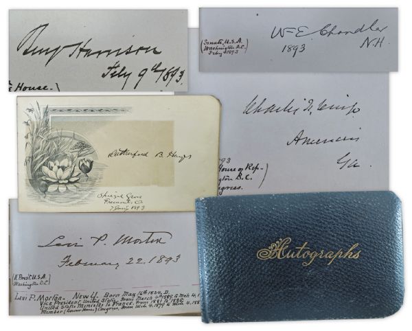 Autographs of Benjamin Harrison as President & Rutherford B. Hayes 10 Days Before His Death -- Plus 33 More Historical Signatures Including Vice President Morton & John Sherman