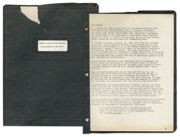 Archive of Material Used in the 1978 Senate Hearings on the Assassination of John F. Kennedy
