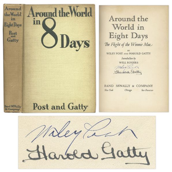 Wiley Post & Harold Gatty Signed First Edition of ''Around the World in 8 Days''