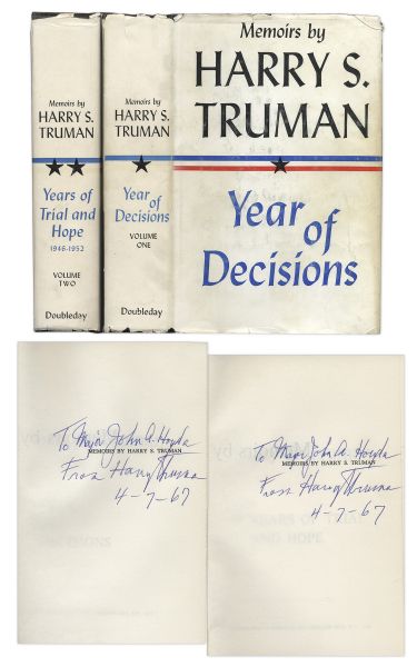 Harry Truman Signed Set of Memoirs -- First Editions