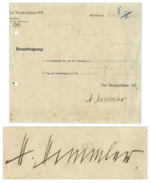 Heinrich Himmler Document Signed From 1932