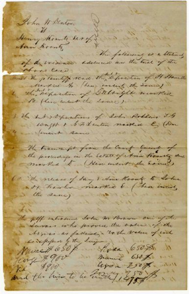 Texas Slave Document Signed by Justice R.E.B. Baylor