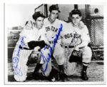Joe DiMaggio and Ted Williams Signed 10 x 8 Photo -- Also Signed by Dom DiMaggio -- With PSA/DNA COA