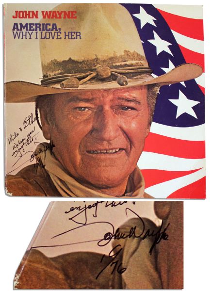 John Wayne Signed Copy of His Album ''America, Why I Love Her'' -- With JSA COA