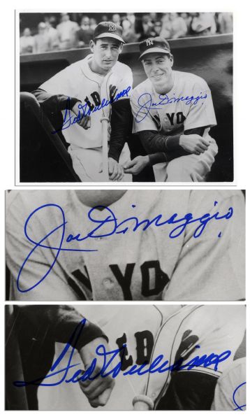 10'' x 8'' Joe DiMaggio and Ted Williams Signed Photo -- Bold, Blue Signatures -- With PSA/DNA COA