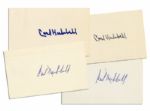 Lot of Four Cards Signed by Baseball Hall of Famer Carl Hubbell -- Cards Each Measure 5 x 3 -- Signed in Blue Ink, Black Marker & Blue Marker -- Fine