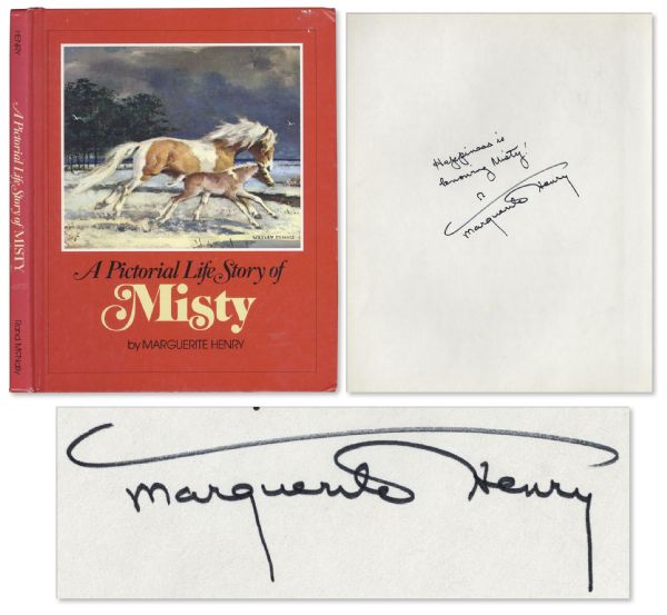 Marguerite Henry Signs ''A Pictorial Life Story of Misty'' -- ''Happiness is knowing Misty!''