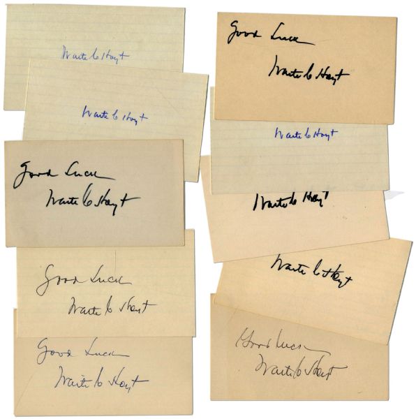 Excellent Collection of 10 Autographs From 1920's Baseball Legend Waite Hoyt
