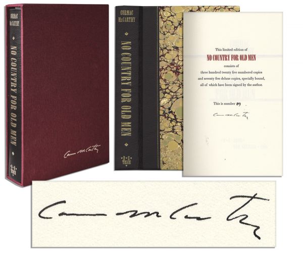 Gorgeous Signed Limited Edition of Cormack McCarthy's ''No Country For Old Men'' -- The Novel That Inspired 2007's Best Picture -- Fine