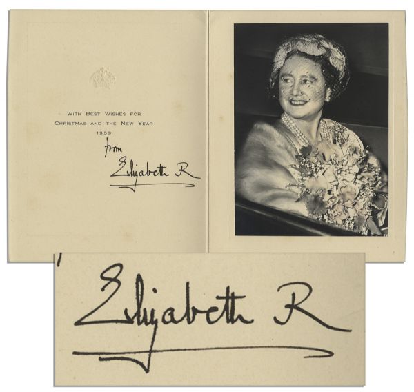 Royal Christmas Card Signed by The Queen Mother in 1959