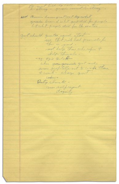 Handwritten Note by Richard Nixon in August 1966 -- As He Was Preparing for His Presidential Candidacy -- ''...When govt. makes [it] more profitable not to work than to work - change govt...''
