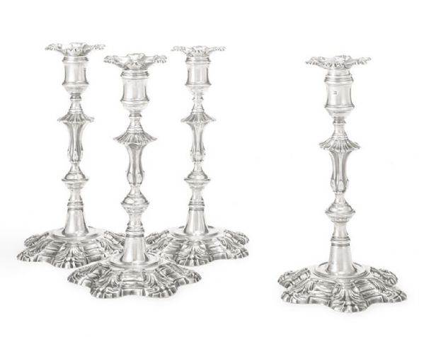 Set of Four Candlesticks in the King George II Style