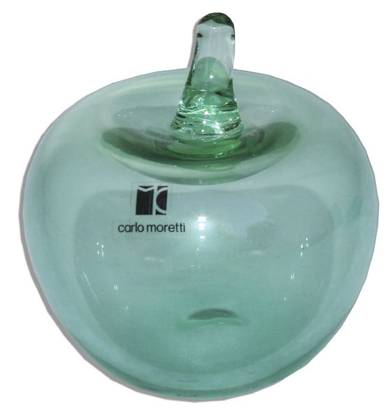 Marlene Dietrich Personally Owned Green Apple Sculpture -- Murano Glass Piece