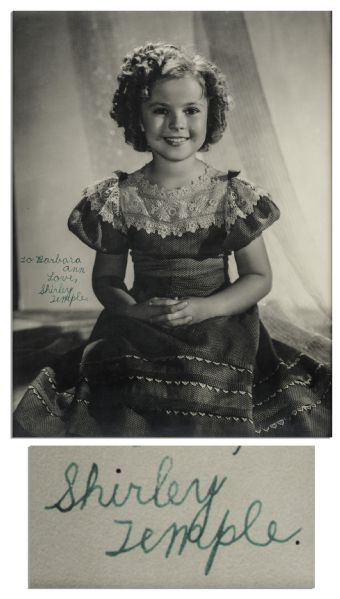 Shirley Temple Large 10.5'' x 13.5'' Photo Signed as a Very Young Child Star -- In Near Pristine Condition