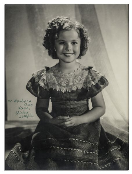 Shirley Temple Large 10.5'' x 13.5'' Photo Signed as a Very Young Child Star -- In Near Pristine Condition