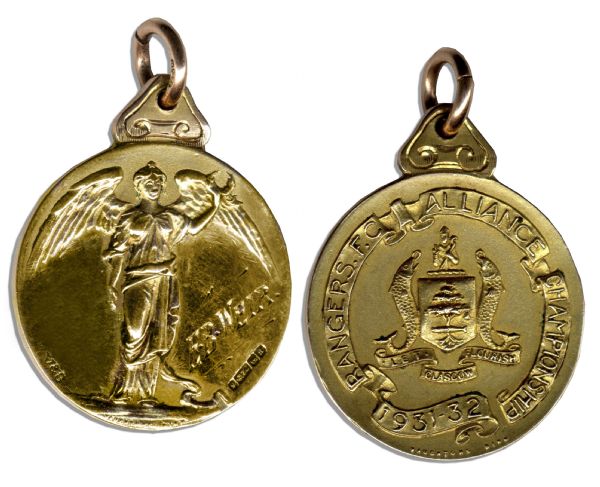 Scottish Football Alliance (Reserve League) Rangers Gold Winners Medal From the 1931 Season