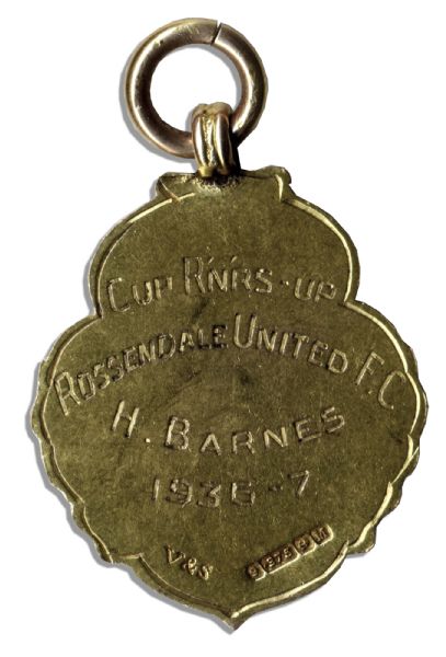 1937 Gold Medal From the Lancashire Football Combination Cup -- 9kt Gold Runner's Up Medal