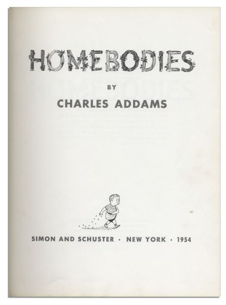Rare Charles Addams Hand Drawing of Wednesday Addams -- Signed Within the First Printing of His Book ''Homebodies''