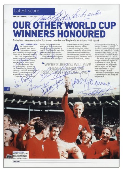 World Cup Program Signed by 18 Former Members of the English National Football Club