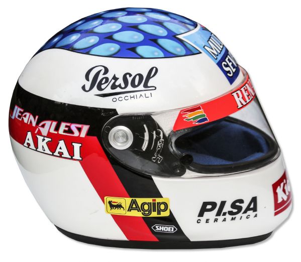 Jean Alesi Race-Worn Helmet -- From 1997 Formula One Season -- Accompanied by LOA Signed by Alesi Himself -- From Jean-Pierre Papin's Collection