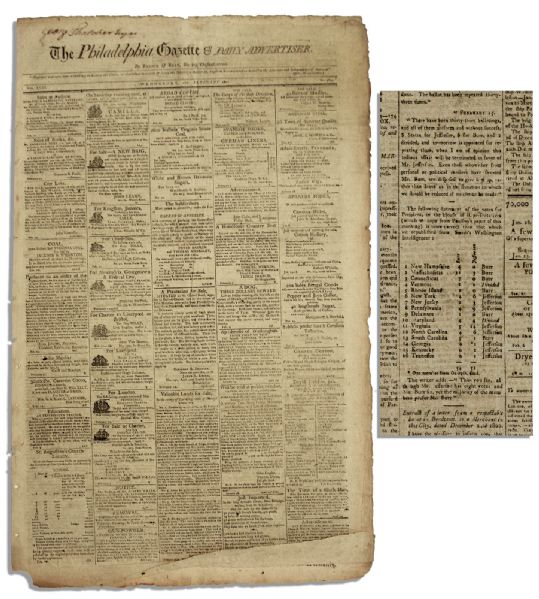 Newspaper From 1801 -- Falsely Reporting That Burr Was Elected President