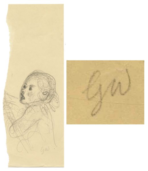 Garth Williams' Preliminary Pencil Sketch of a Tearful Fern for Page 2 of Charlotte's Web -- Initialed by the Artist