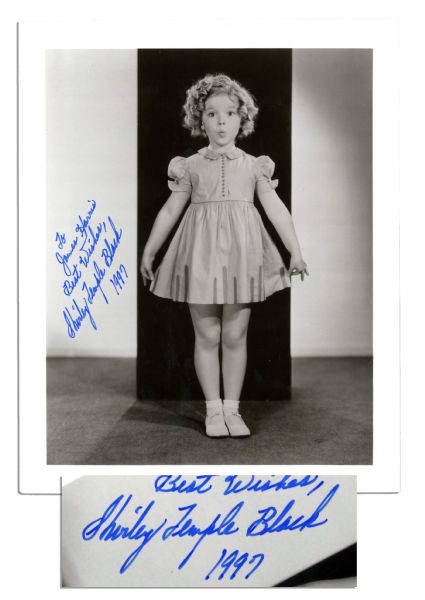 Shirley Temple Signed 8'' x 10'' Glossy -- The Child Star Signs the Adorable 1930's Pose: ''Shirley Temple Black / 1977'' -- Fine