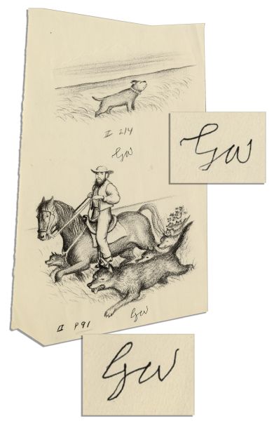 Two Proofs of ''Little House on the Prairie'', Both Initialed by Illustrator Garth Williams