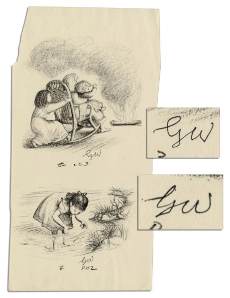 Set of Two Little House on the Prairie Illustration Proofs, Initialed by Illustrator Garth Williams