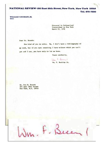William F. Buckley Jr. Typed Letter Signed on ''National Review'' Letterhead