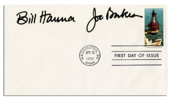 Cartoonists William Hanna and Joe Barbera 6.5'' x 3.75'' Cover Signed -- ''Bill Hanna'' & ''Joe Barbera'' -- Fine