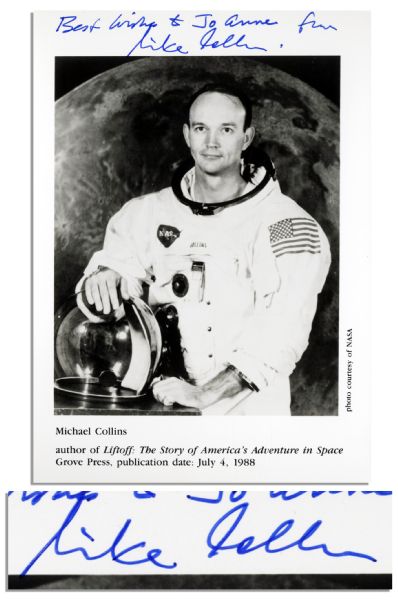 Apollo 11 Astronaut Michael Collins Signed Photo -- ''Best wishes to Jo Anne from / Mike Collins'' -- 5'' x 7'' Glossy -- Near Fine