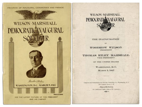 Inaugural Program for Woodrow Wilson -- 5 March 1917, One Month Before Wilson Asked Congress to Declare War Against Germany