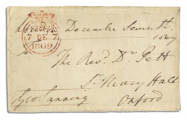 Prime Minister George Canning Free Frank Signed ''Geo Canning'' -- 1809 -- 4.75'' x 3'' -- Very Good