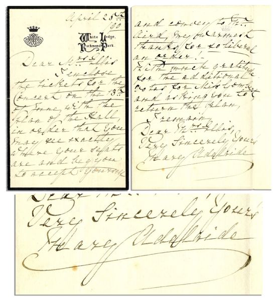 Mary Adelaide 1890 Autograph Letter Signed -- Mother of Queen Mary