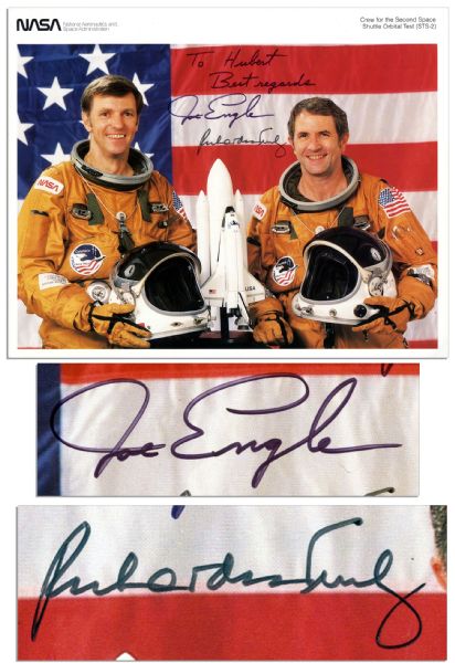 Space Shuttle Columbia STS-2 Astronauts Signed 10'' x 8'' Photo