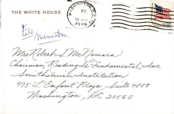 Invitation From the Carter White House to Robert McNamara's Wife For ''Reading Is Fun Day'' -- ''Mrs. Carter requests the pleasure of your company...'' -- 1979