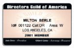 Milton Berles 2001 Directors Guild of America Membership Card