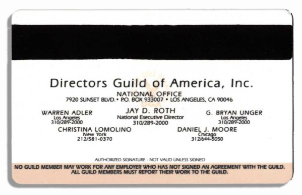 Milton Berle's 2001 Directors Guild of America Membership Card