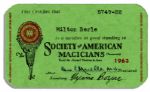Milton Berles Society of American Magicians Card From 1963