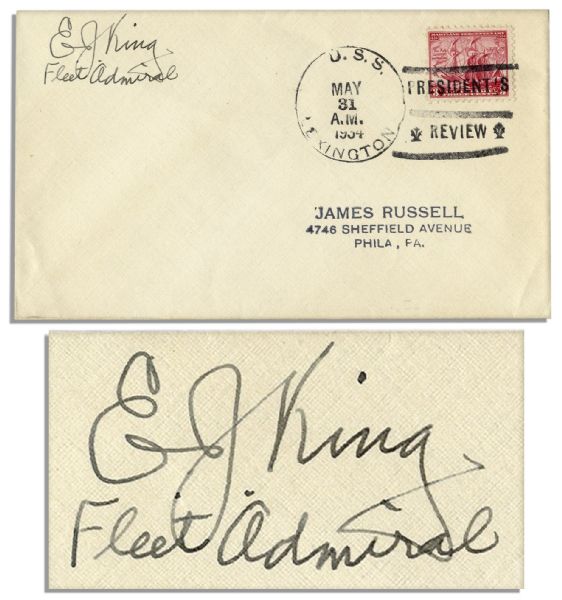 WWII Fleet Admiral Ernest King Cover Signed