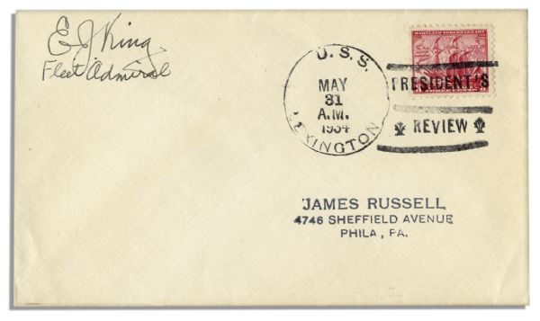 WWII Fleet Admiral Ernest King Cover Signed